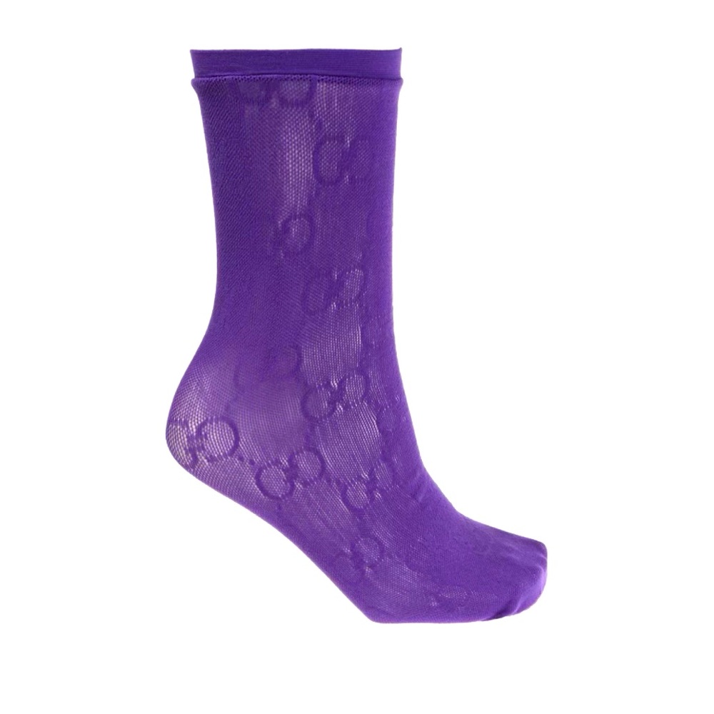 NWT GUCCI SYNTHETIC SOCKS WITH DOUBLE G LOGO IN PURPLE